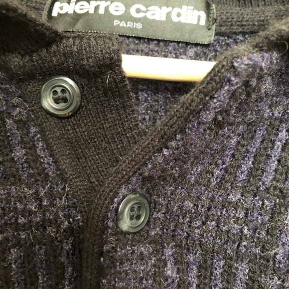 Vintage Pierre Cardin Wool Blend Pullover Cozy Quarter Buttoned Sweater Medium - Picture 6 of 8